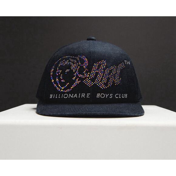 NWT BILLIONAIRE BOYS CLUB Denim Hat Fitted Cap Swarovski Crystal 20 Anniversary